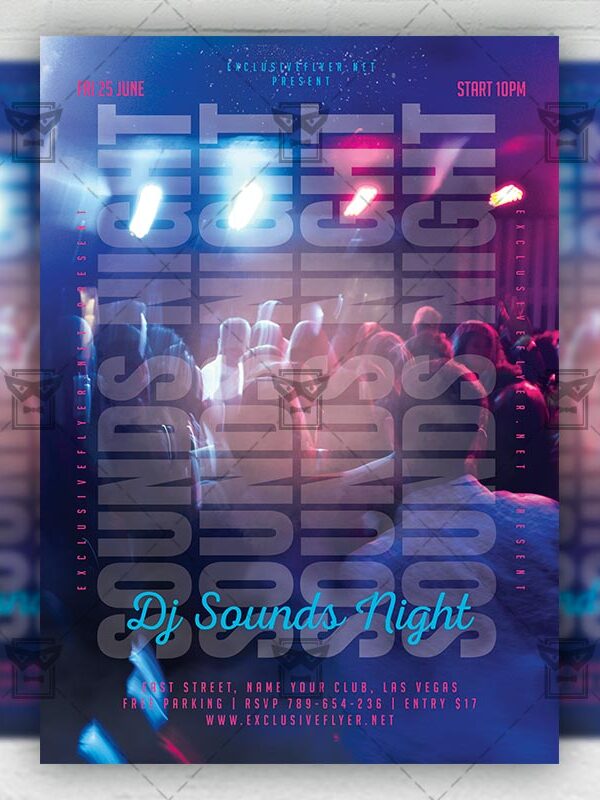 Dj Sounds Night - Flyer PSD Template | ExclusiveFlyer