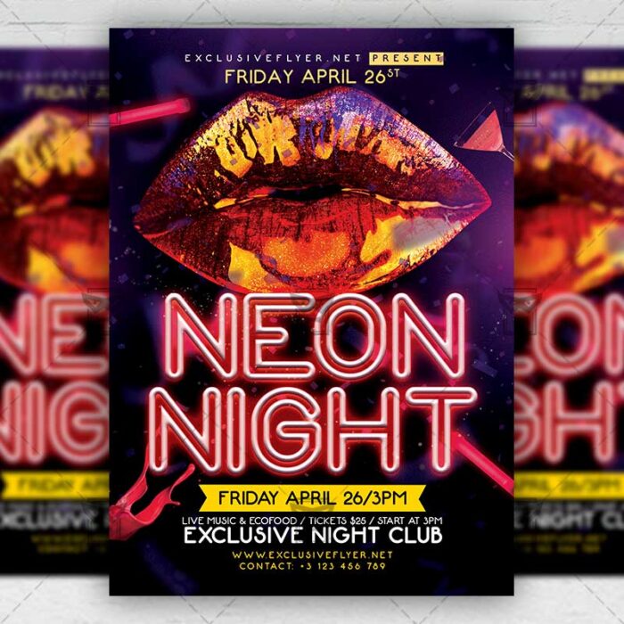 Neon Night - Flyer PSD Template | ExclusiveFlyer