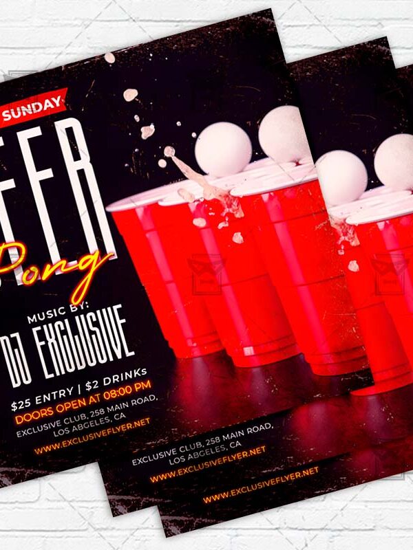 Beer Pong Night - Flyer PSD Template | ExclusiveFlyer