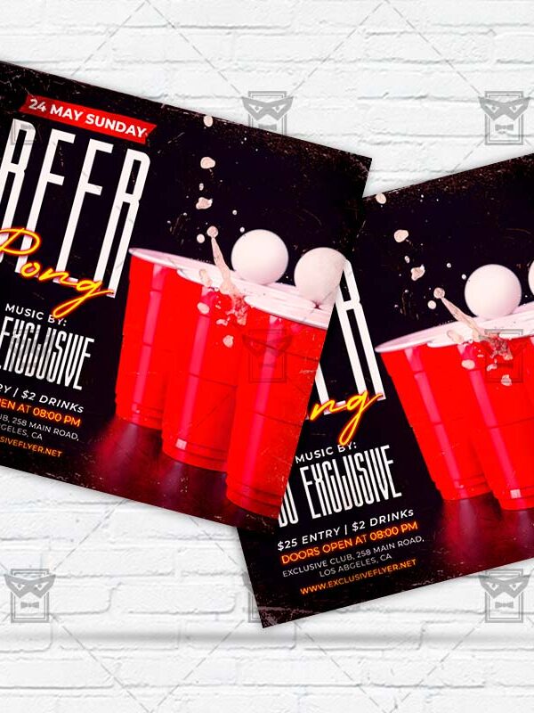 Beer Pong Night - Flyer PSD Template | ExclusiveFlyer