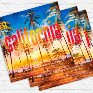 California Beach Night - Flyer PSD Template | ExclusiveFlyer