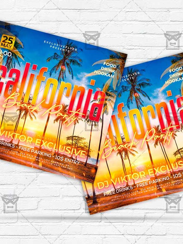 California Beach Night - Flyer PSD Template | ExclusiveFlyer