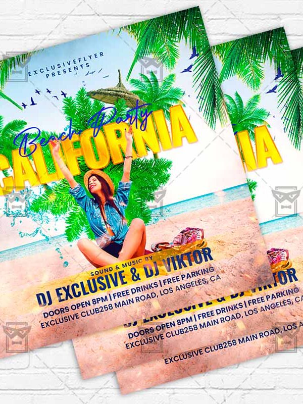 California Beach Party - Flyer PSD Template | ExclusiveFlyer