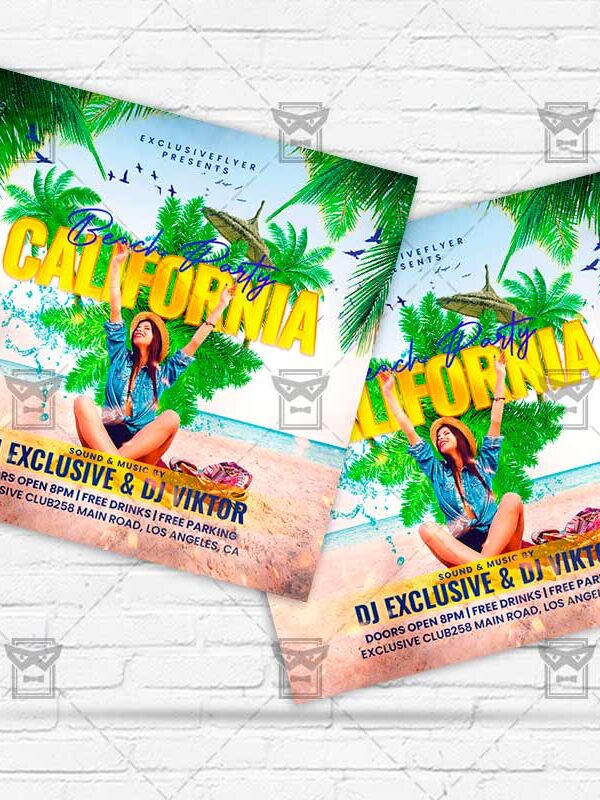 California Beach Party - Flyer PSD Template | ExclusiveFlyer