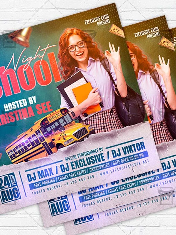 School Dj Night - Flyer PSD Template | ExclusiveFlyer