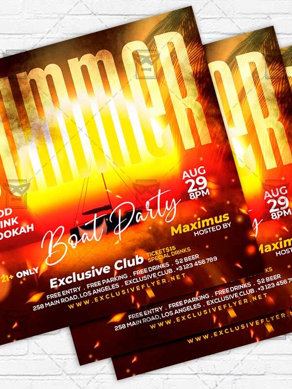 Summer Boat Party - Flyer PSD Template | ExclusiveFlyer