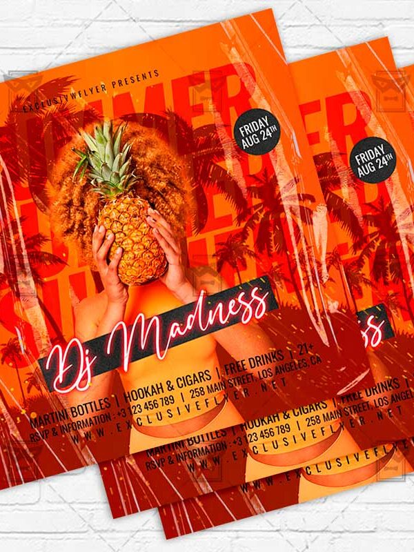 Summer Dj Madness - Flyer PSD Template | ExclusiveFlyer