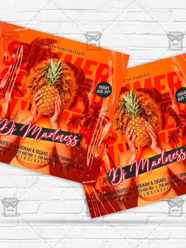 Summer Dj Madness - Flyer PSD Template | ExclusiveFlyer