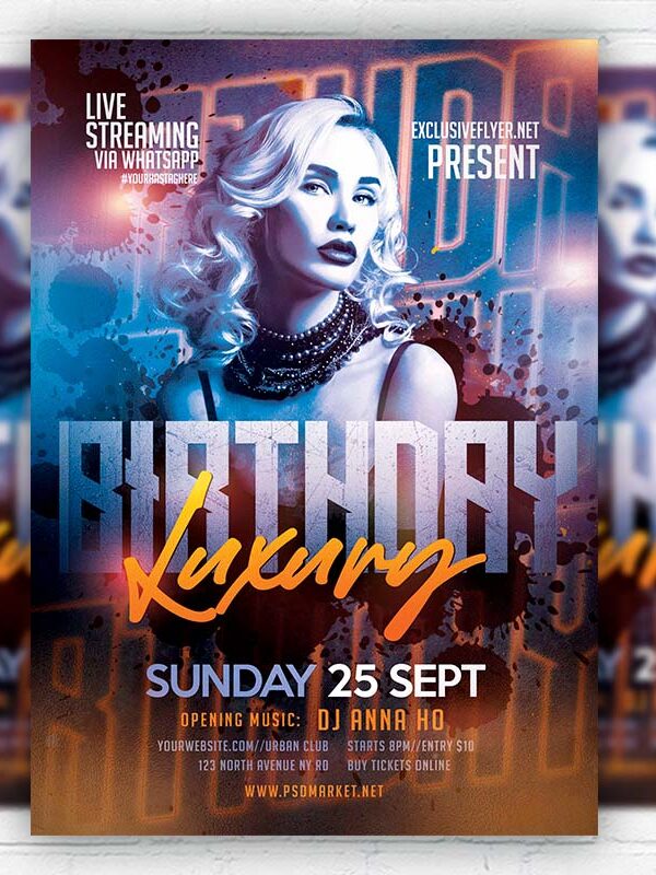 Luxury Birthday - Flyer PSD Template | ExclusiveFlyer