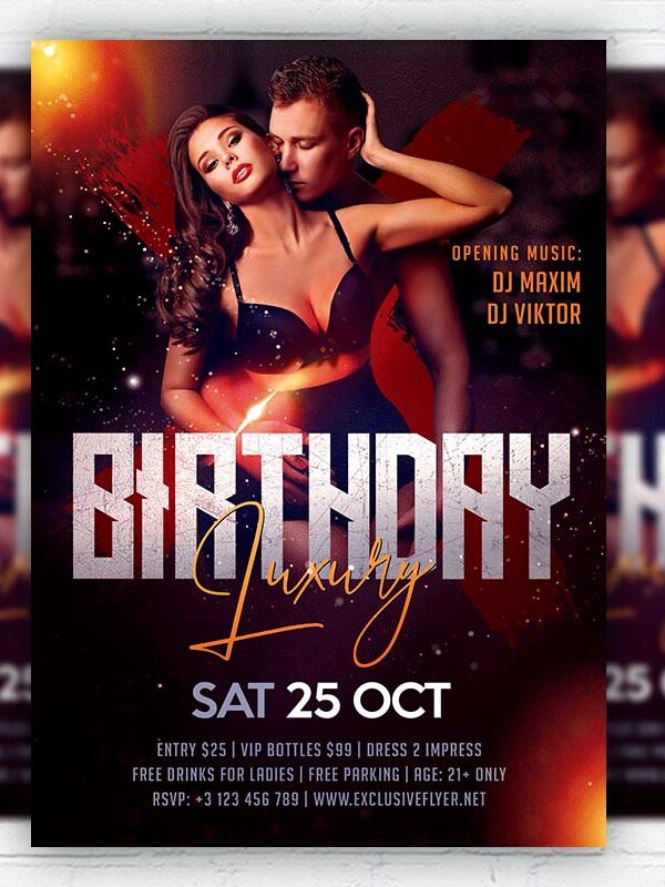 Luxury Birthday - Flyer PSD Template | ExclusiveFlyer