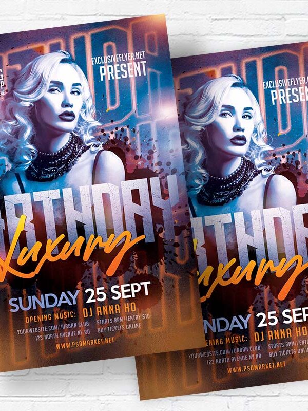 Luxury Birthday - Flyer PSD Template | ExclusiveFlyer