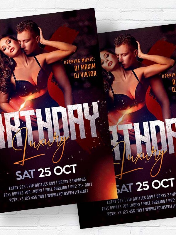 Luxury Birthday - Flyer PSD Template | ExclusiveFlyer