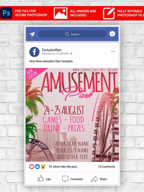 Amusement Park Animated Flyer PSD Template