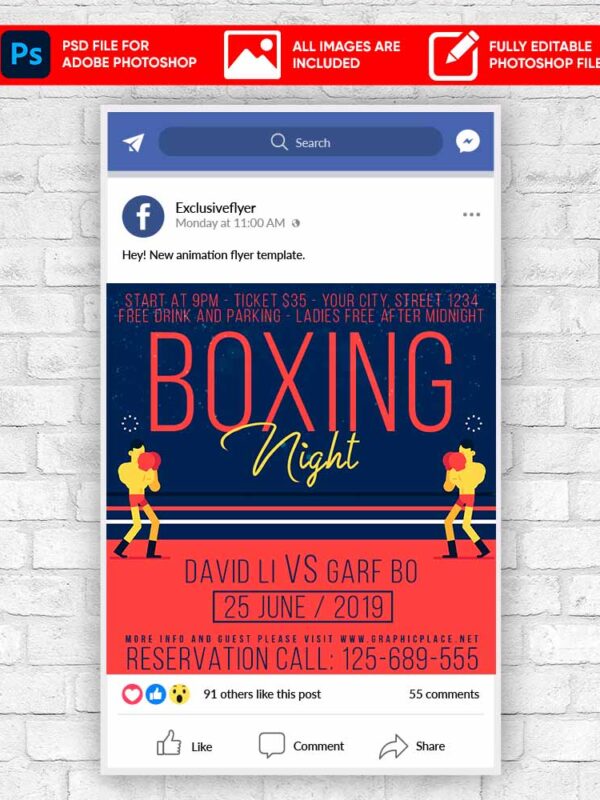 Boxing Night Animated Flyer PSD Template