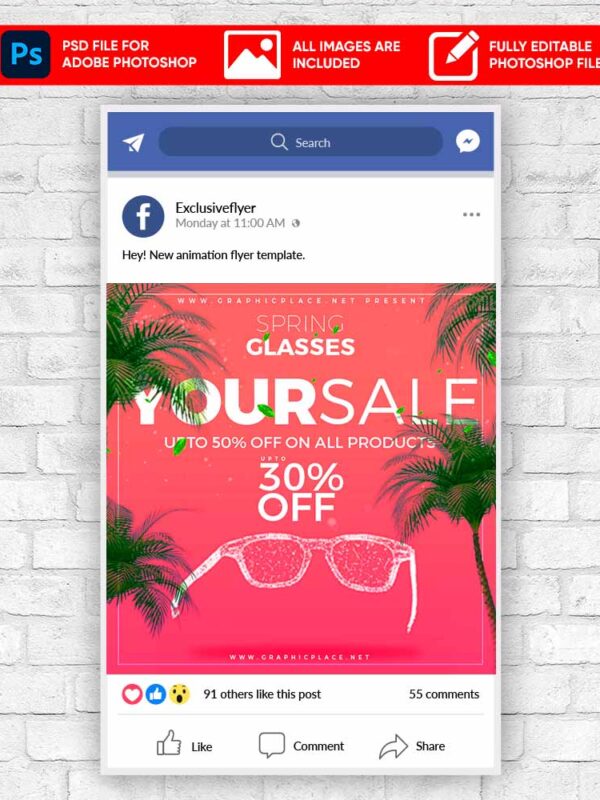 Glasses Sale Animated Flyer PSD Template