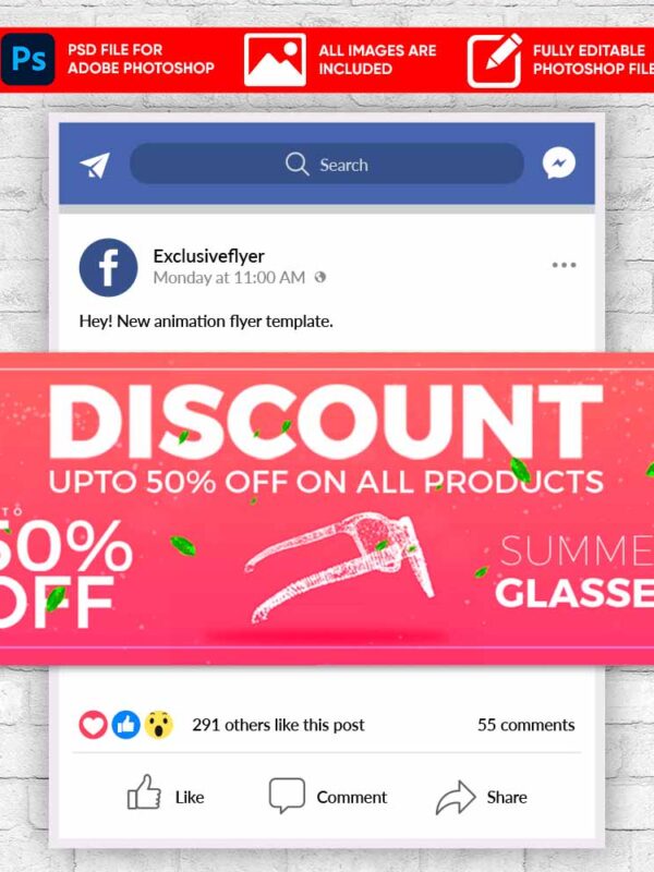 Glasses Sale Animated Flyer PSD Template