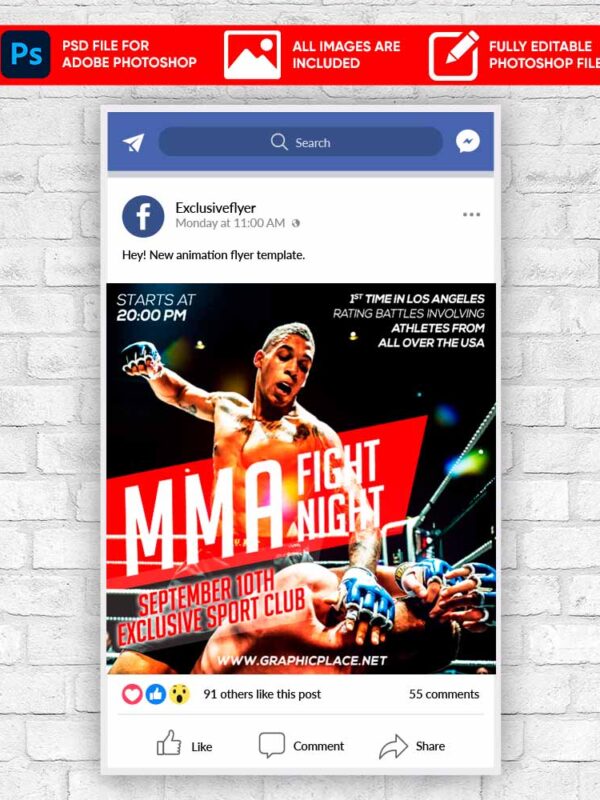 MMA Fight Animated Flyer PSD Template