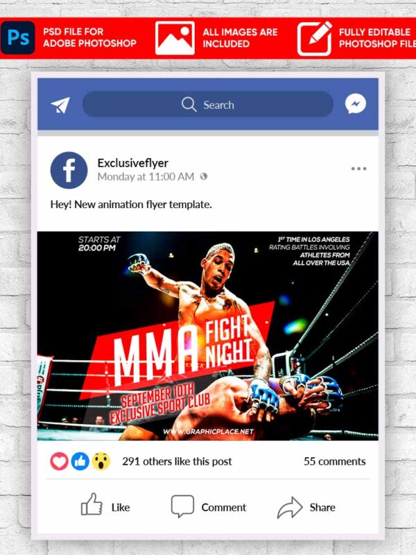 MMA Fight Animated Flyer PSD Template