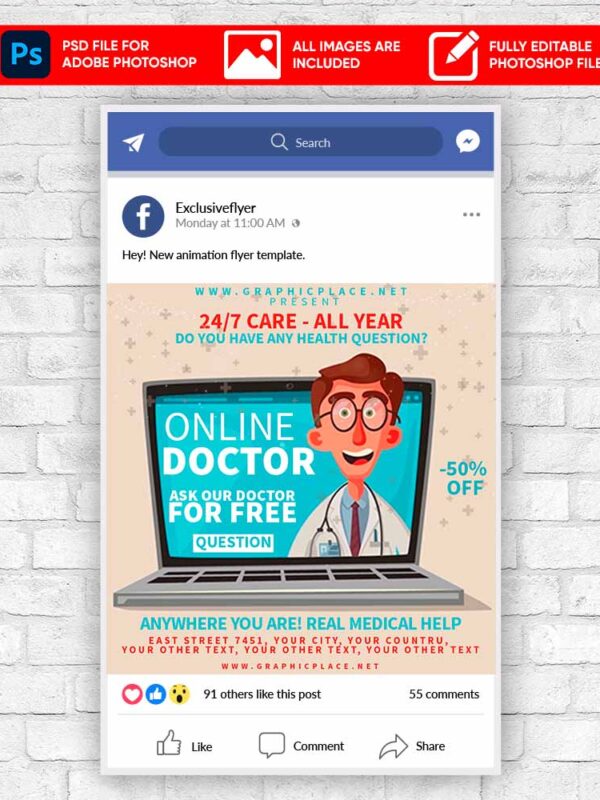 Online Doctor Animated Flyer PSD Template