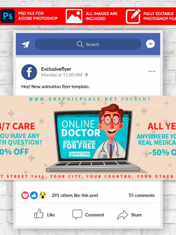 Online Doctor Animated Flyer PSD Template