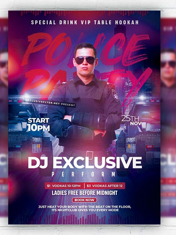 Police Costume Party - Flyer PSD Template | ExclusiveFlyer