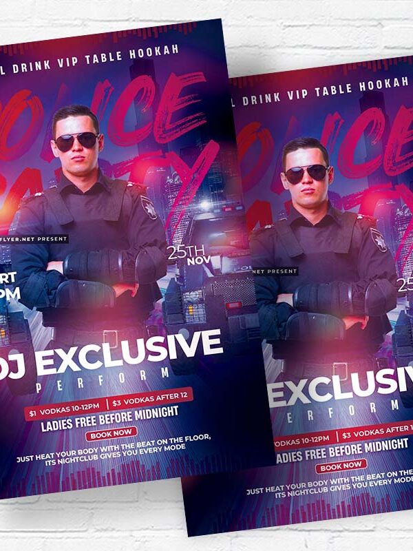 Police Costume Party - Flyer PSD Template | ExclusiveFlyer