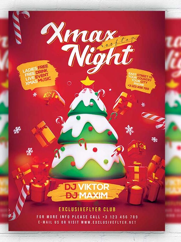 Rooftop Xmas Night - Flyer PSD Template | ExclusiveFlyer