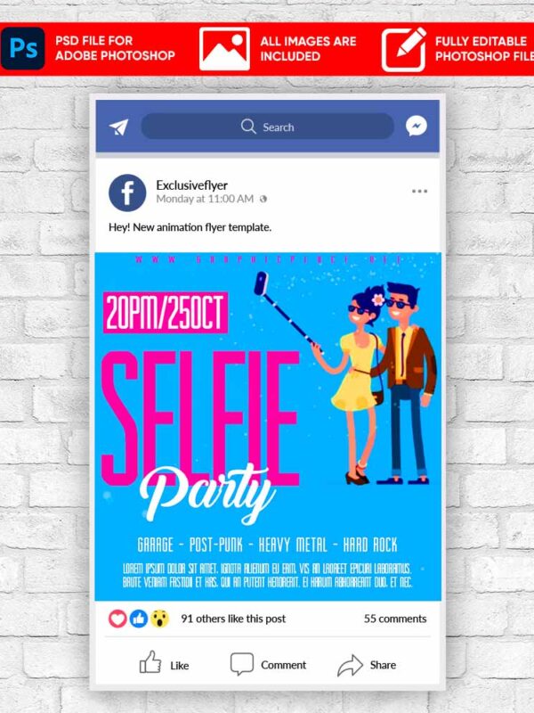 Selfie Party Animated Flyer PSD Template