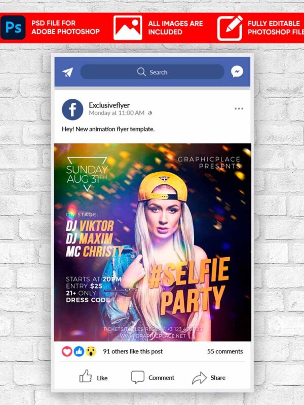 Selfie Party Animated Flyer PSD Template