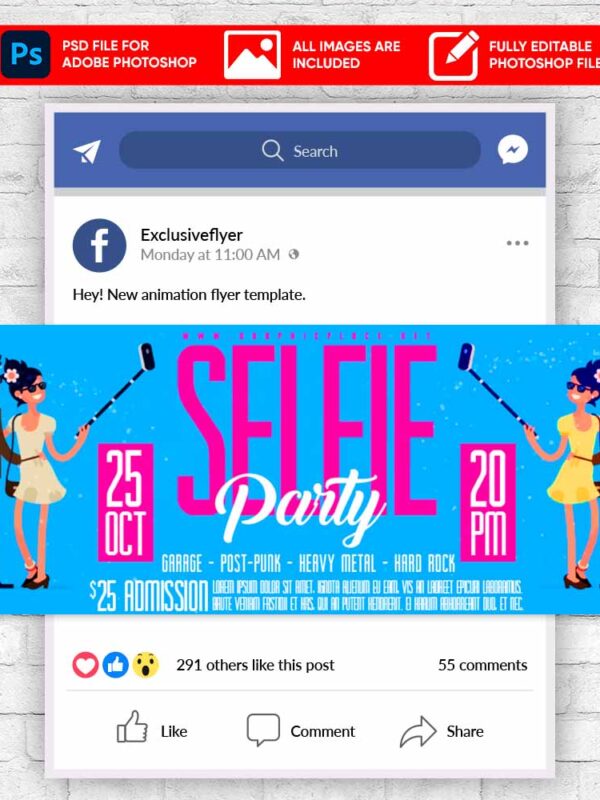 Selfie Party Animated Flyer PSD Template