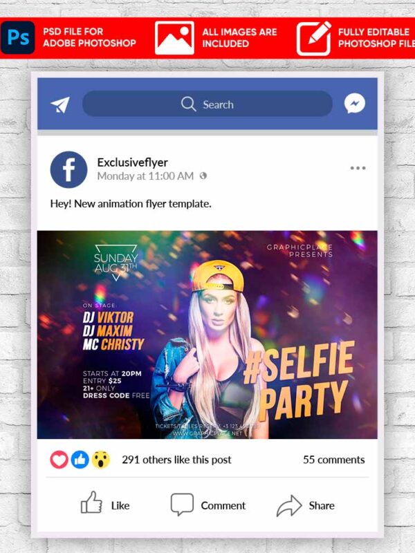 Selfie Party Animated Flyer PSD Template