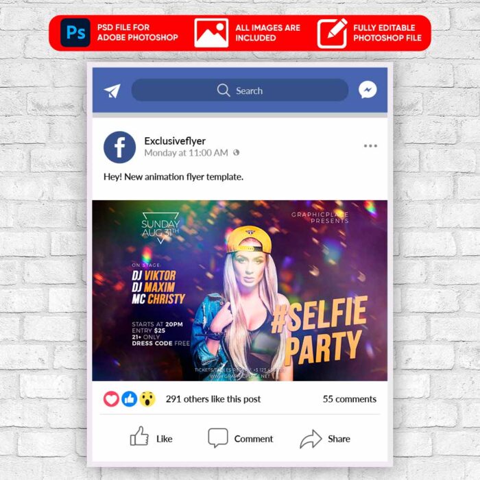 Selfie Party Animated Flyer PSD Template