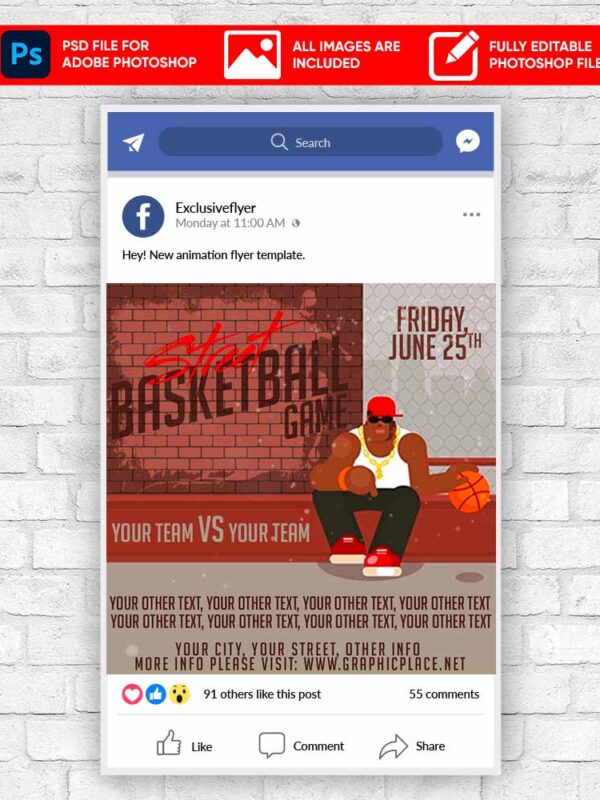 Street Basketball Game Animated Flyer PSD Template