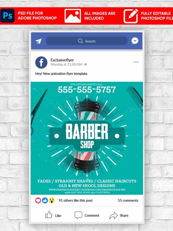 Barber Shop Animated Flyer PSD Template