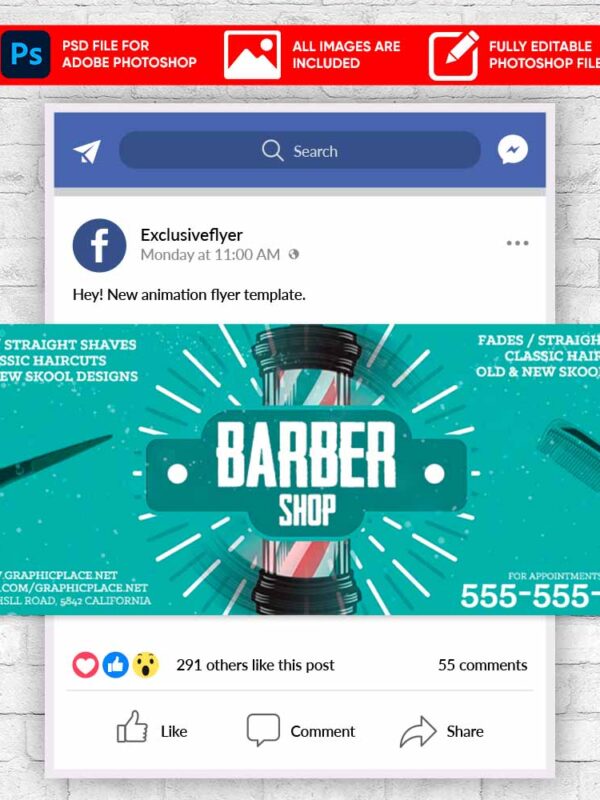 Barber Shop Animated Flyer PSD Template