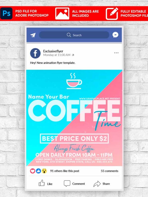 Coffee Time Animated Flyer PSD Template