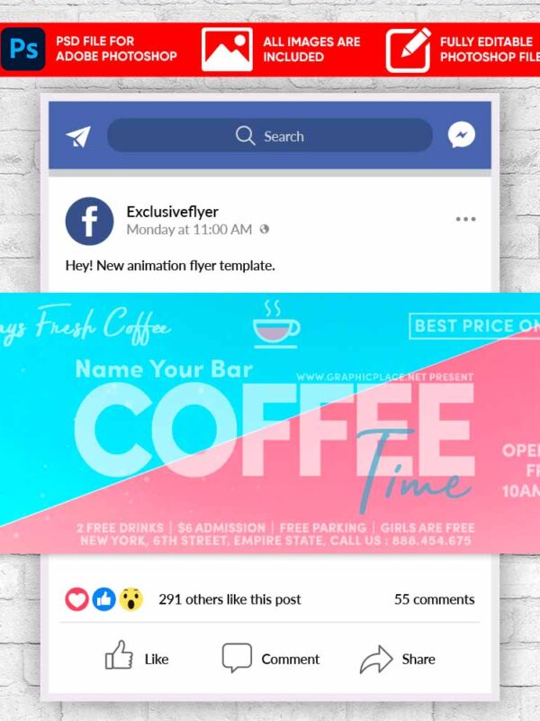 Coffee Time Animated Flyer PSD Template