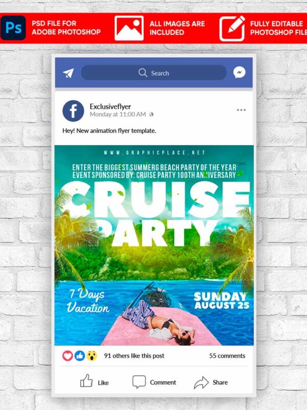 Cruise Party Animated Flyer PSD Template