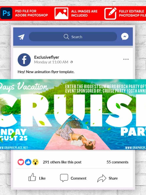 Cruise Party Animated Flyer PSD Template