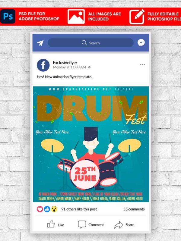 Drum Fest Animated Flyer PSD Template