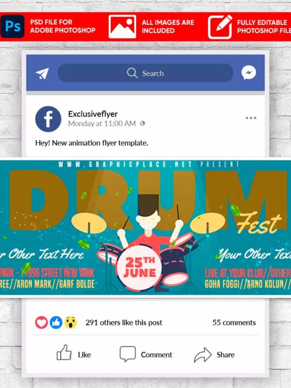 Drum Fest Animated Flyer PSD Template