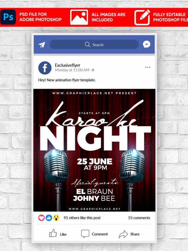 Karaoke Night Animated Flyer PSD Template
