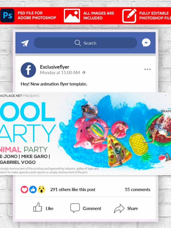 Pool Party Animated Flyer PSD Template