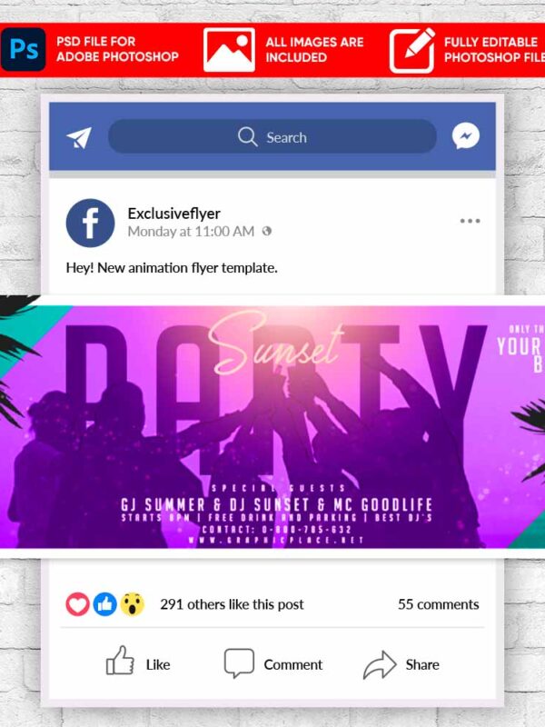 Sunset Party Animated Flyer PSD Template