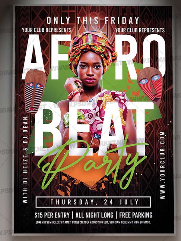 Download Afro Beat Party Card Printable Template 1