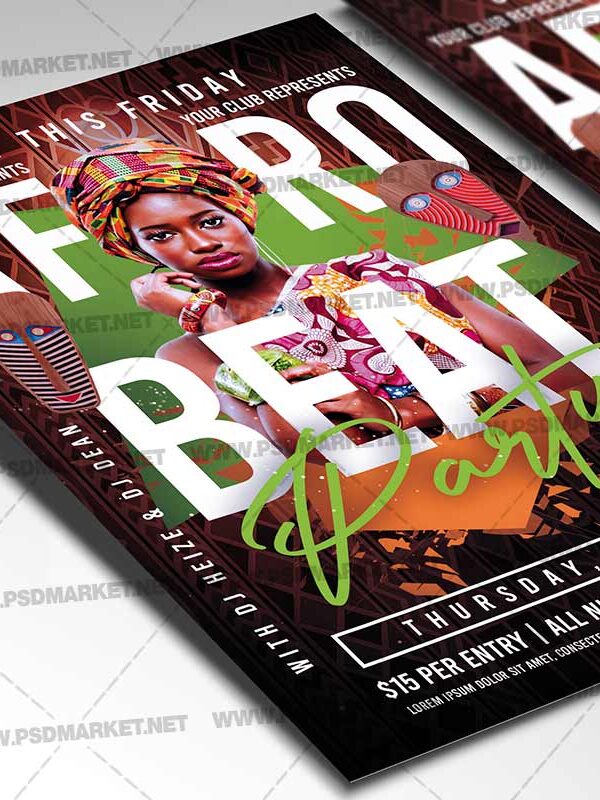 Download Afro Beat Party Card Printable Template 2