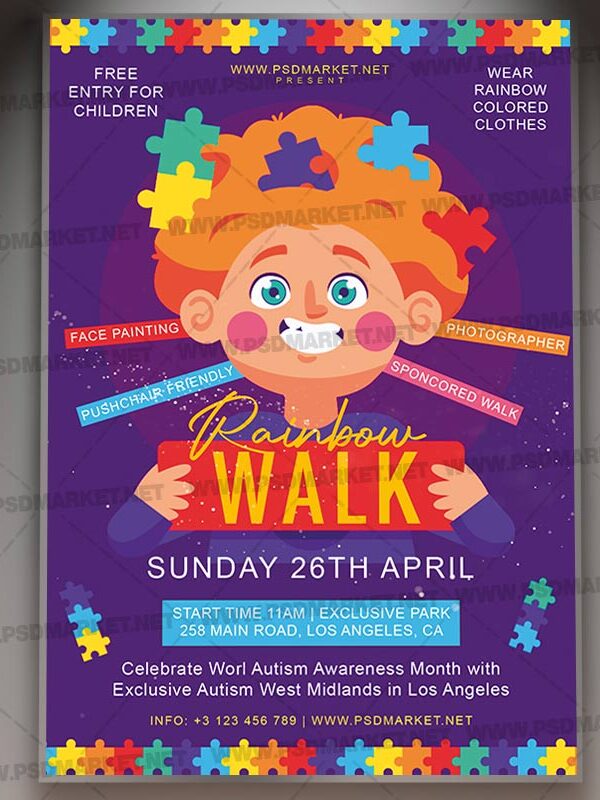 Download Autism Awareness Event Card Printable Template 1