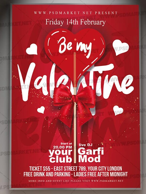 Download Be My Valentine Card Printable Template 1