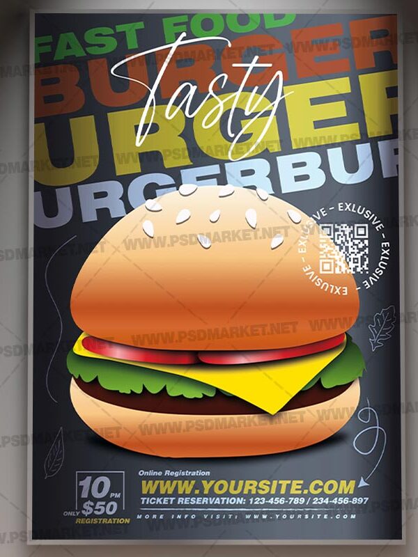Download Burger Food Card Printable Template 1
