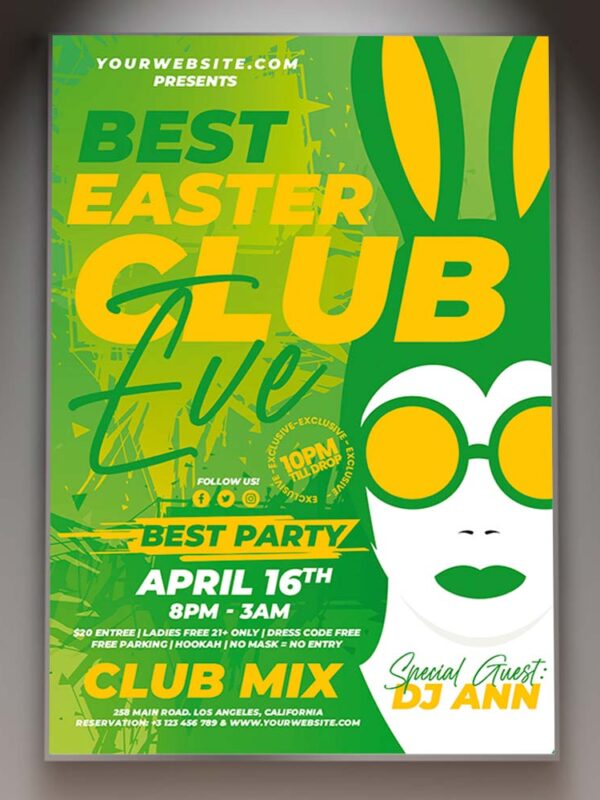 Download Easter Spring Club Party Card Printable Template 1
